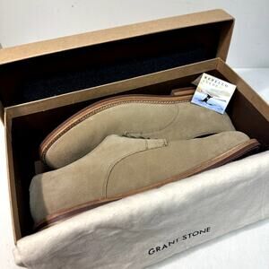 NIB Grant Stone Dirty Buck Tan Suede Plain Toe Derby Rubber Sole 12 Wide EEE